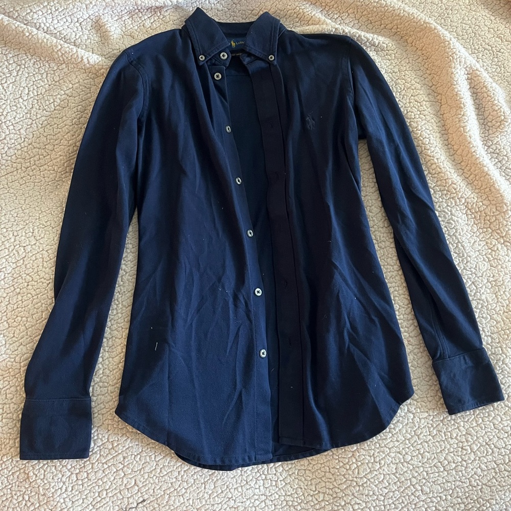 Ralph Lauren Navy knit oxford XS